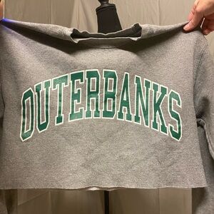 Altar'd State Gray and Green Outer Banks Cropped Sweatshirt